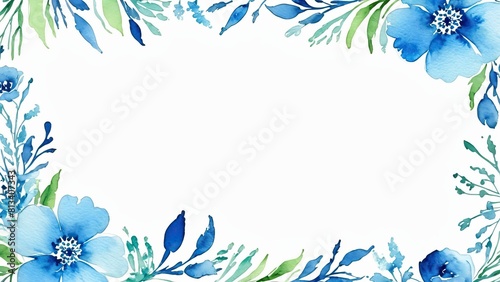 Watercolor blue floral background for wedding  birthday  card  invitation