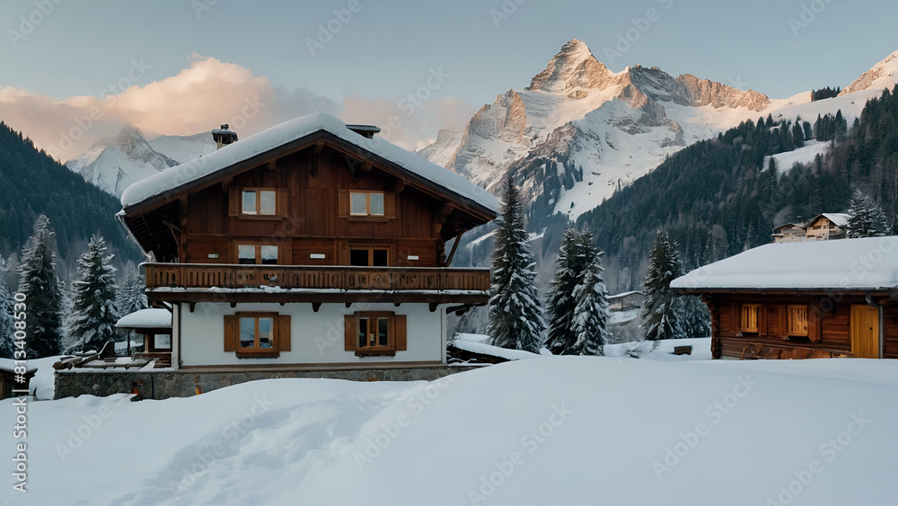 Amidst the snow-capped peaks of the Swiss Alps, a secluded chalet stands nestled in a pristine valley