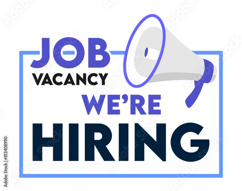 we are hiring new employees with blue loudspeakers