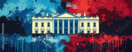 Illustration of a single vote impacting the American Election, featuring the White House and an American flag in the backdrop