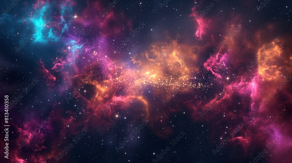 Fototapeta premium Cosmic Nebula with Vibrant Colors in Space
