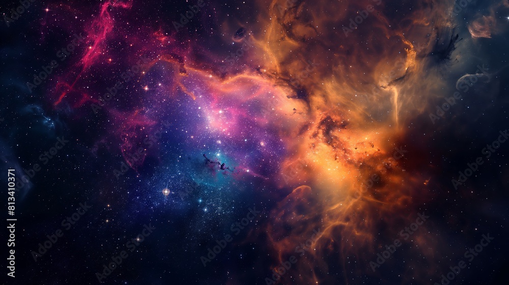 Naklejka premium Cosmic Nebula with Vibrant Colors in Space