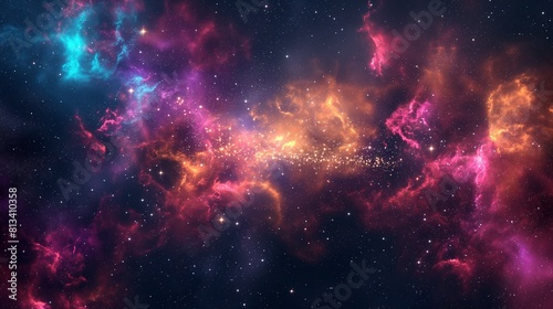 Cosmic Nebula with Vibrant Colors in Space