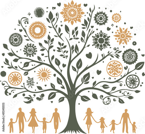 Genealogical tree diagram symbol and ancestral lineage vector graphic photo