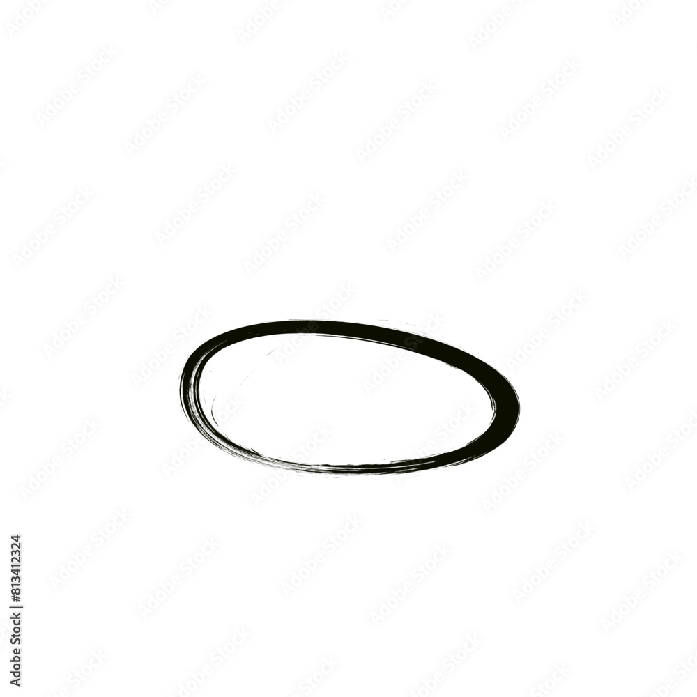 Hand drawn black circle and ovals. Highlight circle frames. Ellipses in doodle style. Vector highlighter circle illustration isolated on transparent background