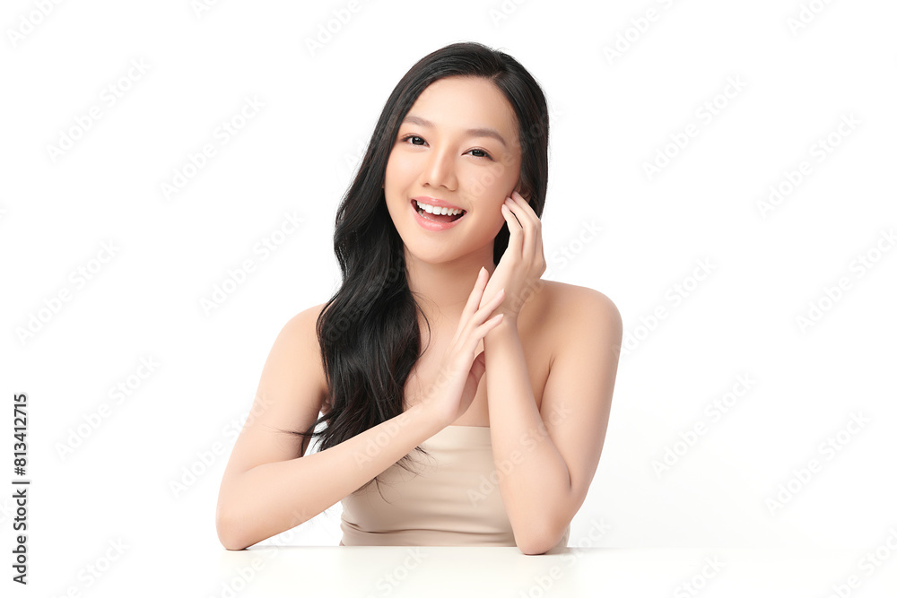 Beautiful young asian woman with clean fresh skin on white background, Face care, Facial treatment, Cosmetology, beauty and spa, Asian women portrait. Beautiful young asian woman with clean fresh skin on white background, Face care, Facial treatment, Cosmetology, beauty and spa, Asian women portrait.
