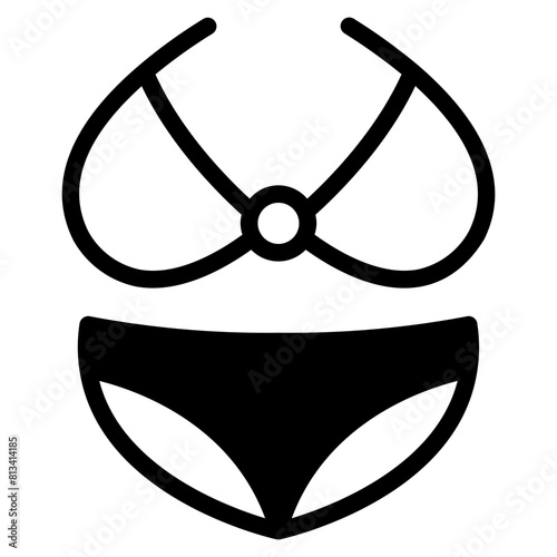 Swimsuits or Bikini Icon isolated on white background. Two piece bikini panties bikini bra swimsuit icon