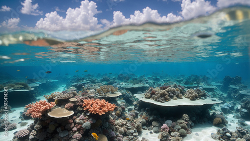 Fototapeta Naklejka Na Ścianę i Meble -  split image of the Great Barrier Reef.