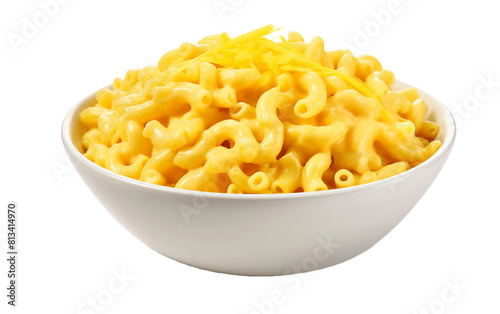 Creamy Macaroni and Cheese Bowl Isolated On Transparent Background PNG.