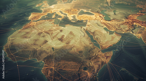 A visualization of ancient trade routes, mapping out the networks of commerce that connected distant civilizations and facilitated the exchange of goods, ideas, and cultural influences.