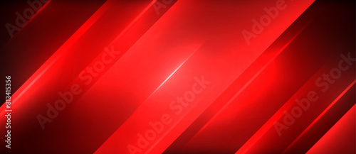 The bold red background is accented with diagonal stripes in shades of coquelicot and carmine, creating a striking pattern against the black backdrop