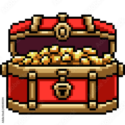 pixel art of gold treasure chest