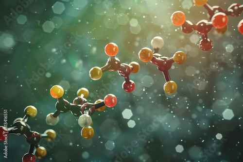 3D rendering of a molecule of the opioid analgesic alfentanil   photo