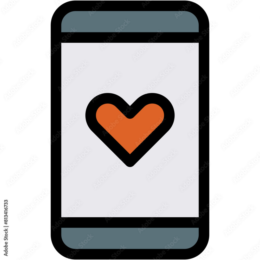 Vector Icon heart, chat, smart phone, communication, love emoji Vector Icon heart, chat, smart phone, communication, love emoji