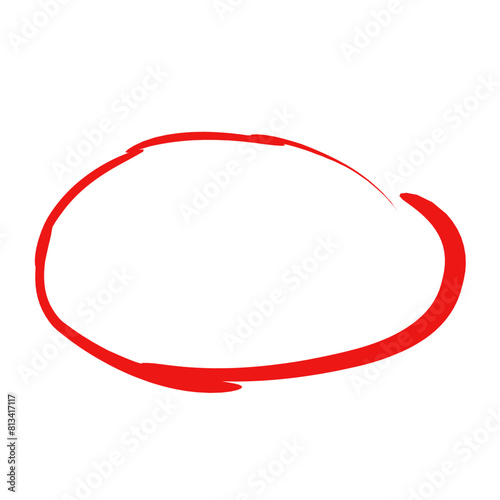 red highlight circle. red marker.