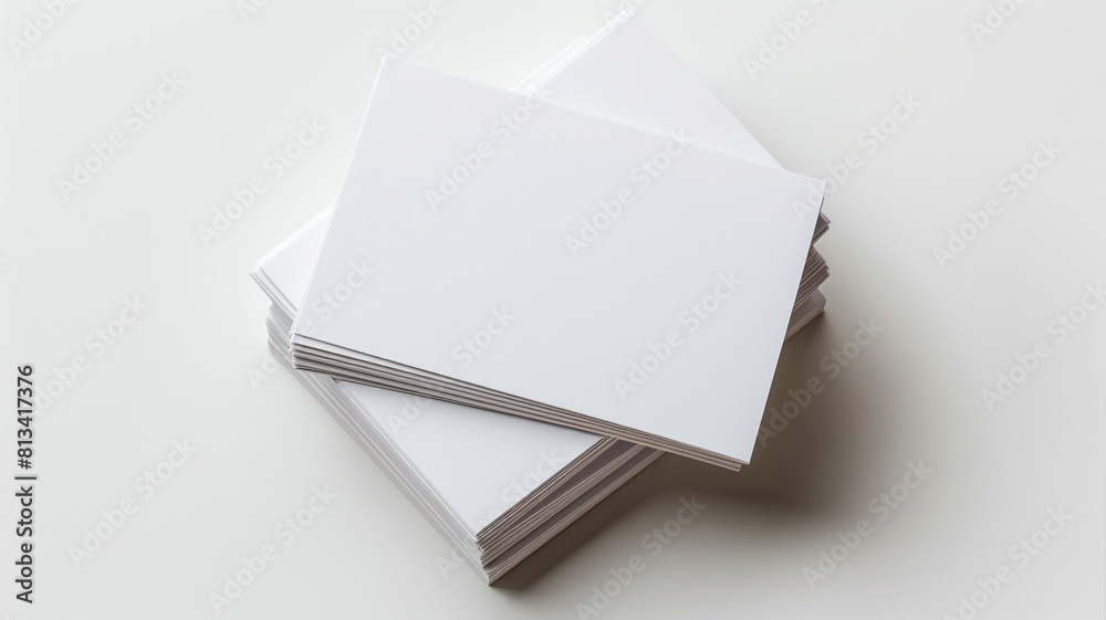 A stack of white blank business cards isolated on white background A stack of white blank business cards isolated on white background