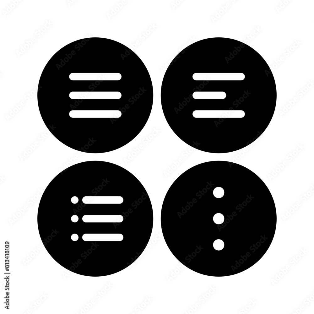 Vector solid black icon for Burger menu Vector solid black icon for Burger menu
