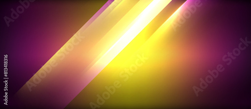 The font on the purple and yellow background is enhanced by a glowing diagonal line resembling an automotive lighting with tints of magenta and orange