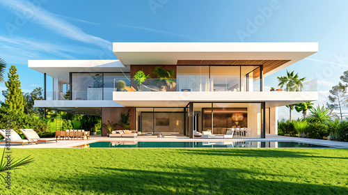 Fototapeta Naklejka Na Ścianę i Meble -  Luxury beach house with sea view swimming pool