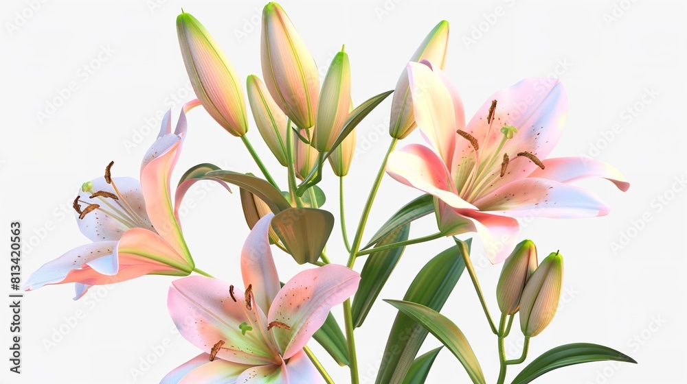 Elegant Blooming Lilies with Buds Cut Out in 8K Resolution
Elegant Blooming Lilies with Buds Cut Out in 8K Resolution