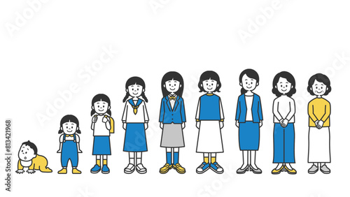 女性のライフステージのベクターイラスト