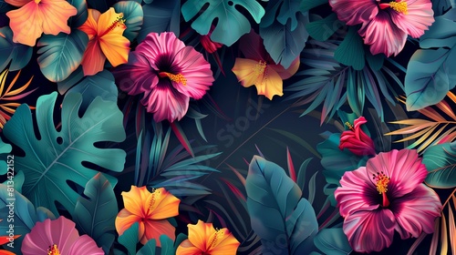 Tropical Paradise Create a banner inspired by tropical flora