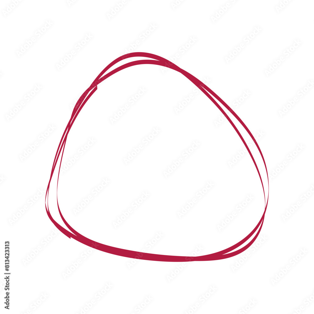 Single red doodle pencil drawn oval circle. One red grunge oval circle for highlighting Single red doodle pencil drawn oval circle. One red grunge oval circle for highlighting