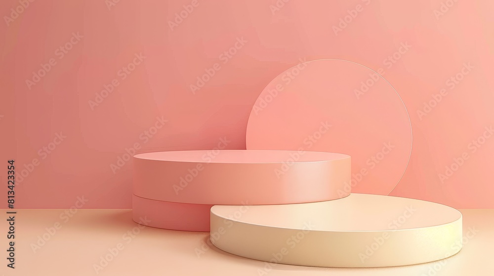 Trendy Peach Podium for Displaying Organic Cosmetics and Skincare Products, Ideal 3D Background for Luxury Beauty Treatment Marketing Trendy Peach Podium for Displaying Organic Cosmetics and Skincare Products, Ideal 3D Background for Luxury Beauty Treatment Marketing