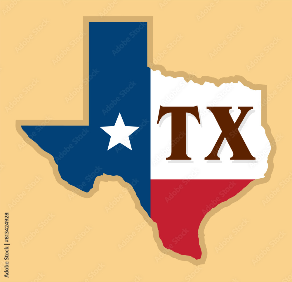 Texas state map silhouette with texas state flag Stock Vector | Adobe Stock