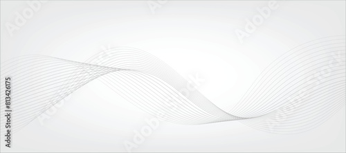 Abstract vector modern gradient white background with grey wavy lines.