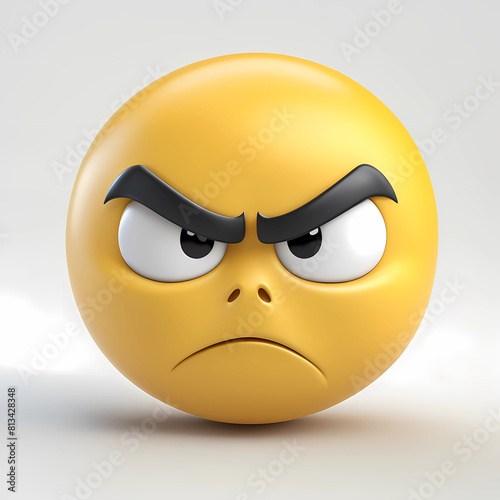 3D yellow angry emoji face