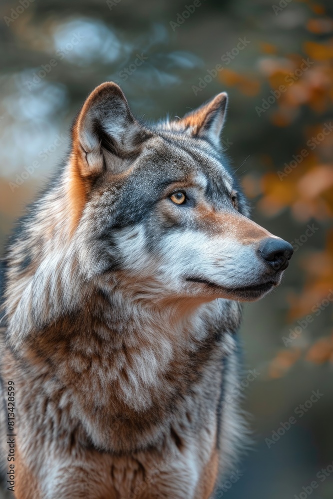 Portrait of a wolf in nature