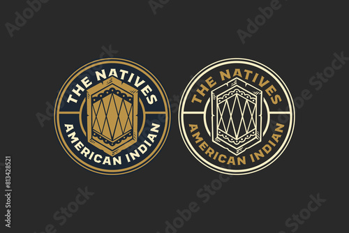 native shield american indian logo design for adventure and outdoor company business