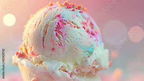 Close-up shoot of a tantalizing scoop of gourmet ice cream with creamy texture, photo