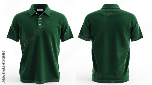 Front and Back Dark Green Polo Shirt Mockup