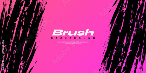 Black and Pink Gradient Brush Texture Background. Vibrant Sport Background with Grunge Style