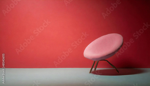 Pastel red room. A deep red space. Plain material. layout.