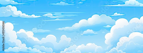 Blue sky with white clouds in anime style photo