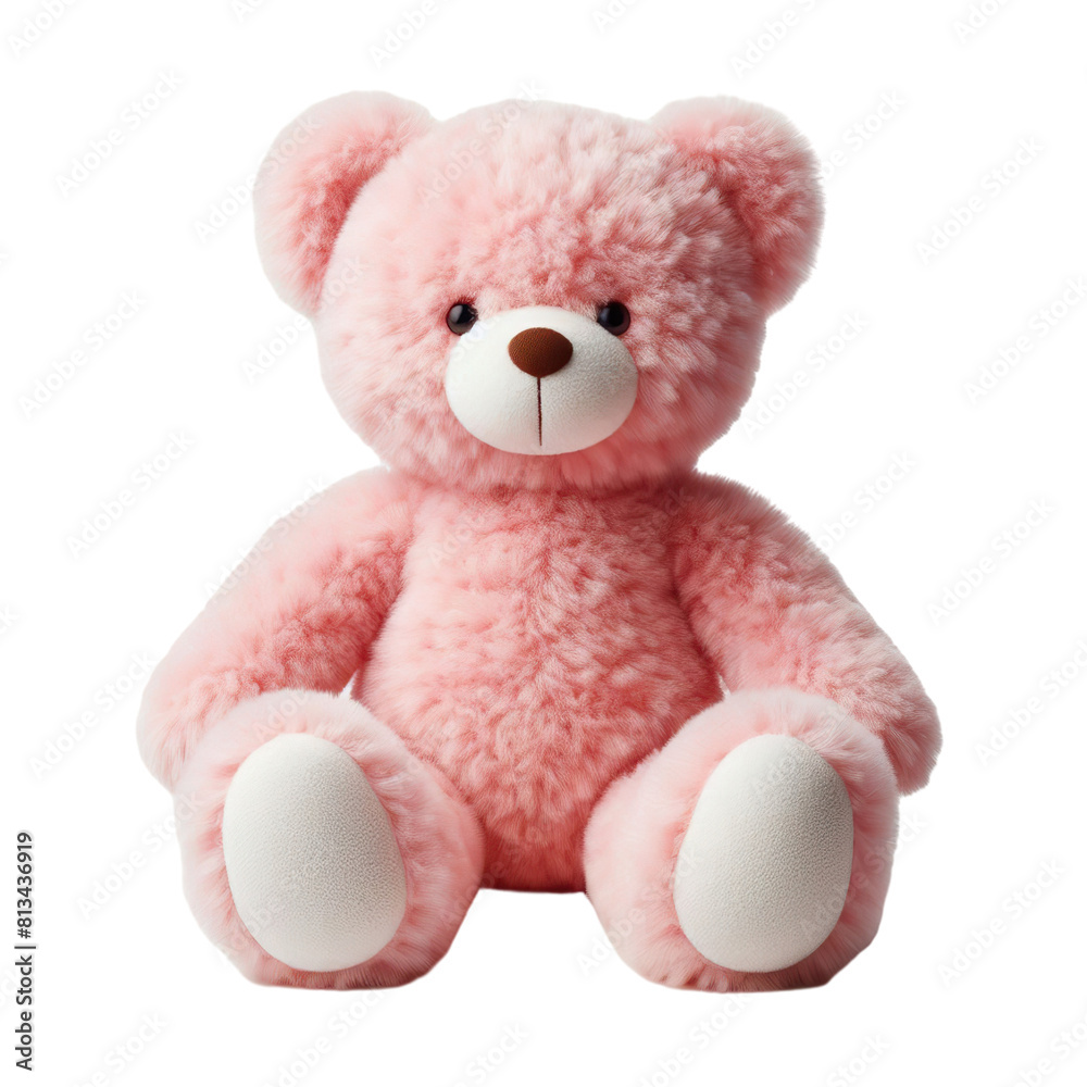 a fur plush stuffed pink teddy bear, white background PNG a fur plush stuffed pink teddy bear, white background PNG