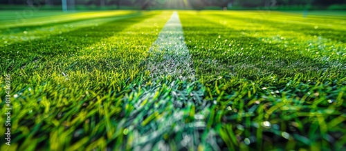 Green grass texture for sport background. Detailed pattern of green soccer field or football field grass lawn texture.