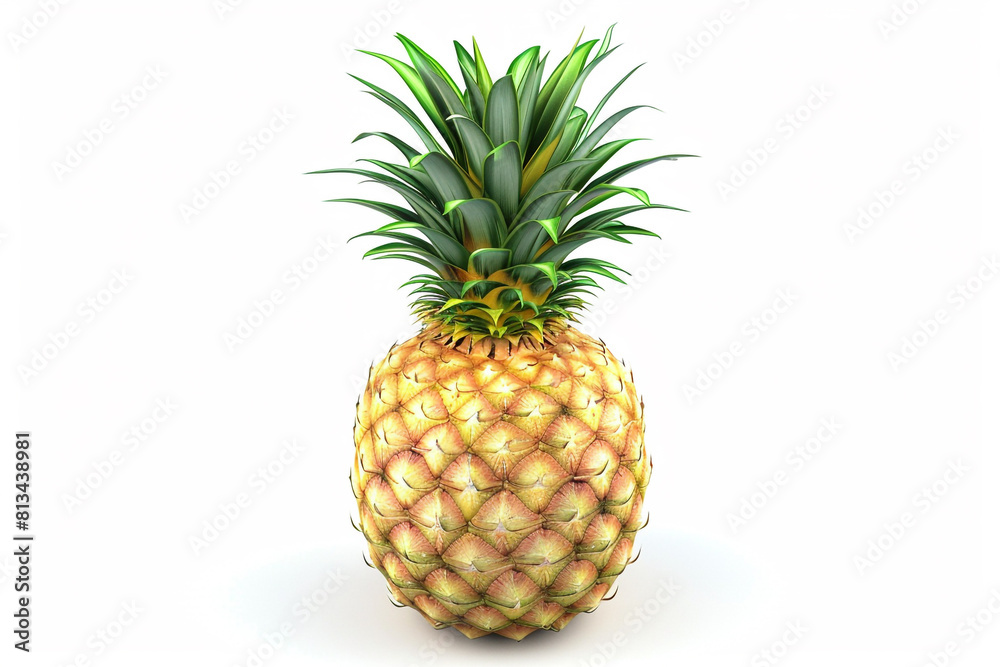 A digital illustration of a pineapple The pineapple is yellow and has green leaves It is on a white background A digital illustration of a pineapple The pineapple is yellow and has green leaves It is on a white background