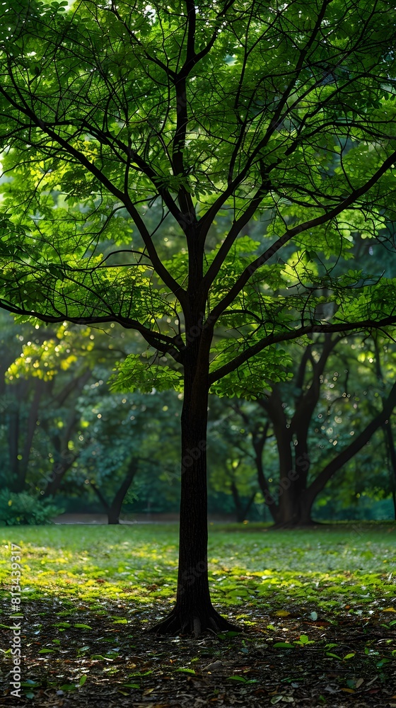 Lush Green Tree Canopy in Peaceful Forest Landscape Lush Green Tree Canopy in Peaceful Forest Landscape