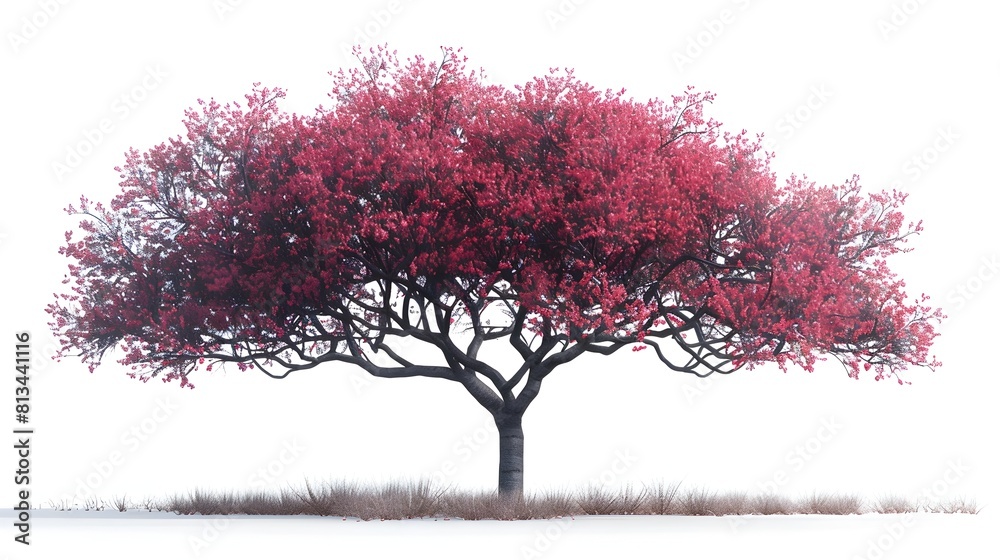Fototapeta premium Enchanting Blossoming Tree in Serene Spring Landscape