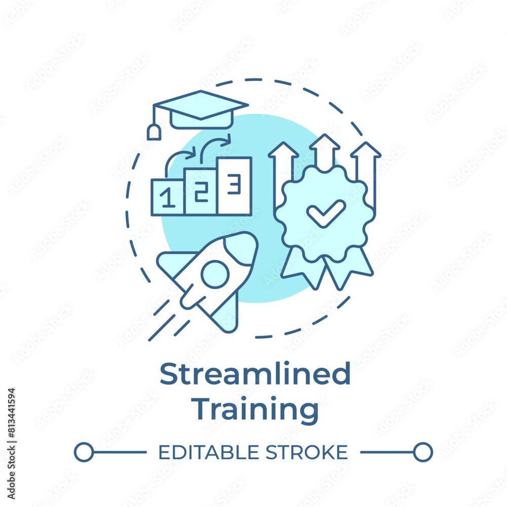 Streamlined training soft blue concept icon. Quality improvement, operational efficiency. Round shape line illustration. Abstract idea. Graphic design. Easy to use in infographic, presentation