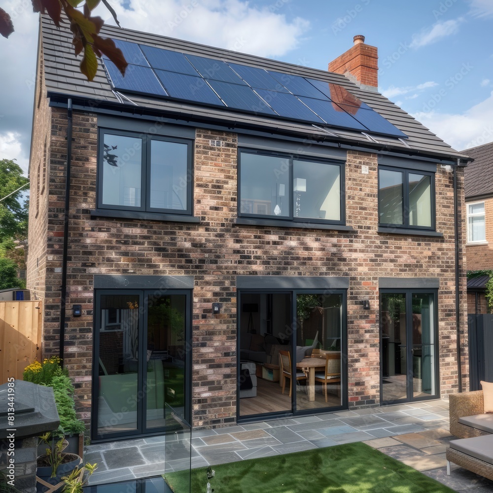 Sustainable Power Integration: Black Samsung Solar Panels on UK Terraced House