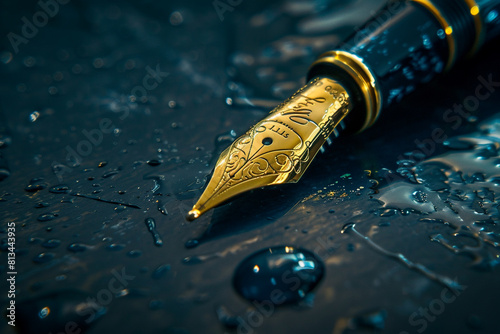 A gold pen seals contracts, marking success and achievement of goals