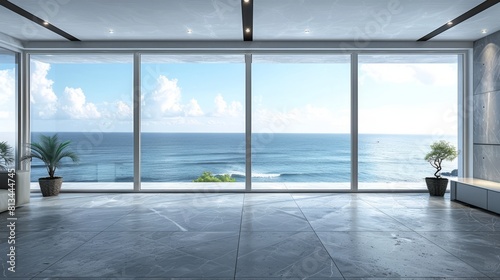 Modern residential  hotel  and homestay interior spaces  the ocean outside the windows