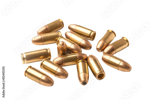 Collection of Brass Bullet Shells on White Background