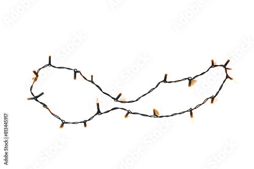 String of Christmas Lights on White Background