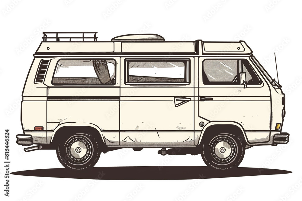 a hand-drawn of Camper van, simple vector svg illustration, black monoline, isolated on with background a hand-drawn of Camper van, simple vector svg illustration, black monoline, isolated on with background